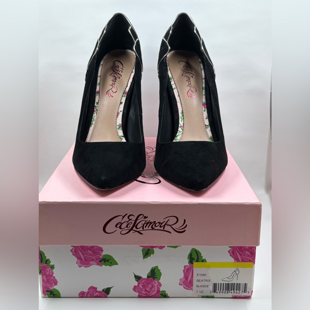 CeCe Lamour Black Stiletto Heels with Pointed Toe